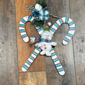 Festive Snowman Candy Cane Wall Decor